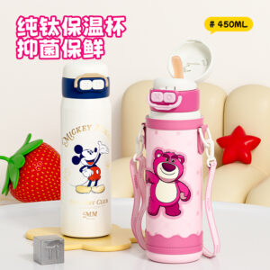 Large Capacity 316 Stainless Steel Thermos – One Cup, Three Drinks, Cute Doll Design, Suction Cup for Kids’ School & Office