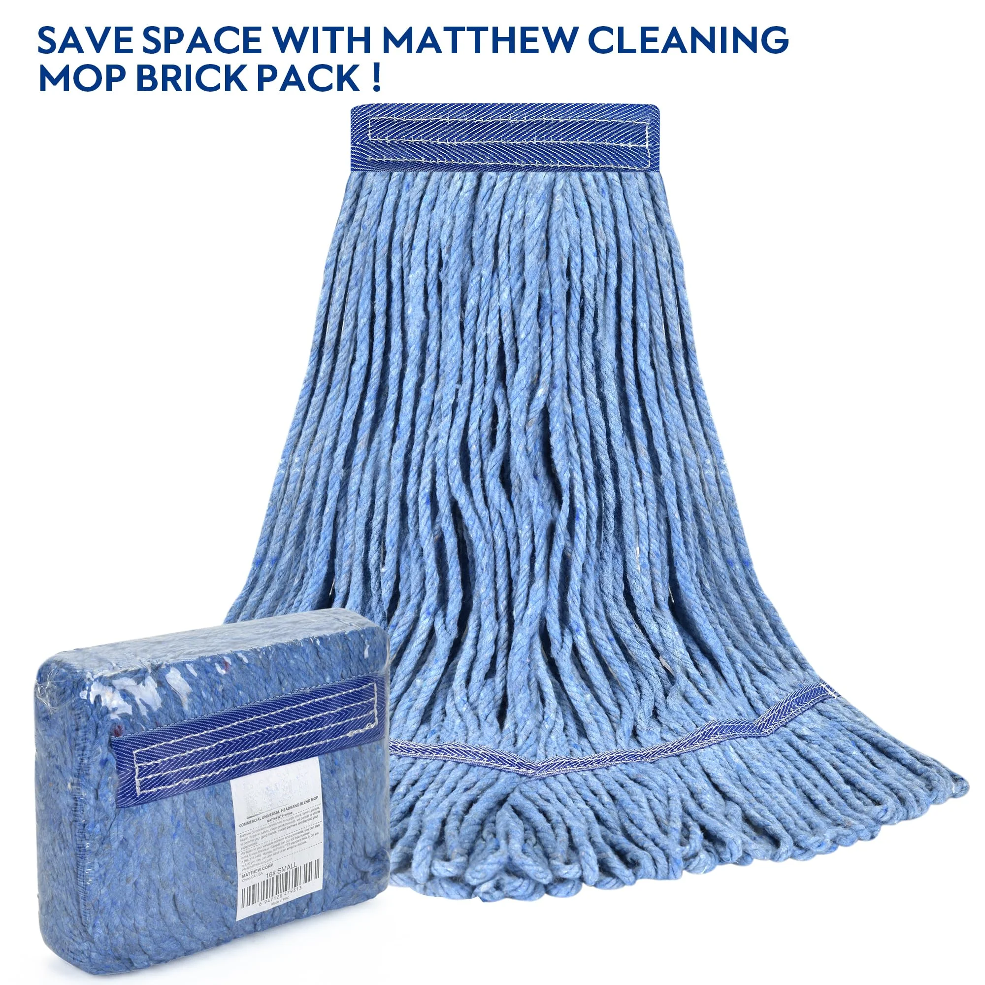 Commercial Heavy Duty Microfiber Mop Heads for Floor Cleaning 4-Ply Synthetic Cotton Yarn Industrial Wet Mop Head Refill - Image 6