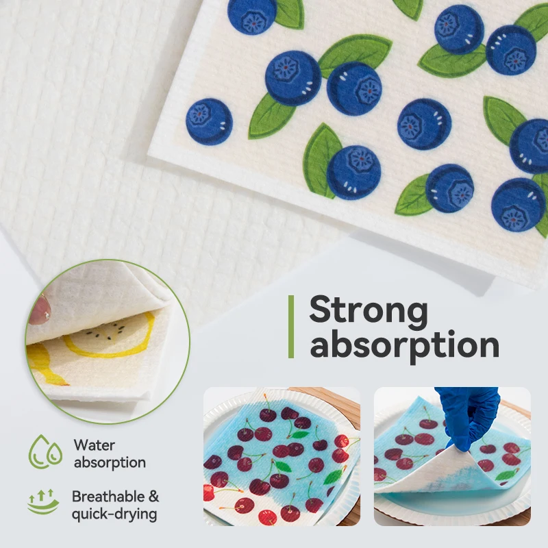 Customized Design Printed Swedish Dishcloth Eco-Friendly Cleaning Towels for Kitchen Dish Quick-Dry Cellulose Sponge Cloths - Image 3
