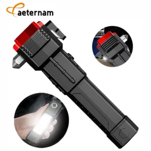 Safety Hammer Knife Magnet Cob Side Light Usb Rechargeable Battery Zoom Work Lanterns Led Torch Light Tactical Flashlight