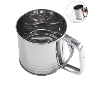 Baking Tools Stainless Steel Wire Mesh Double-layer Hand Crank Flour Sieve Flour Sifter
