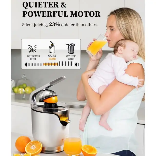 2024 Industrial Ultra Quiet Motor BPA Free Smooth Orange Juicing Machine Brushed Stainless Steel Less Time Cost Electric Juicer - Image 5