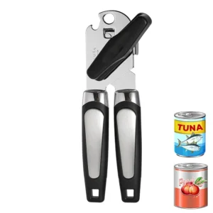 3 in 1 Heavy Duty Stainless Steel Tin Can Opener Multifunctional Can Opener Manual with Knife Sharpener