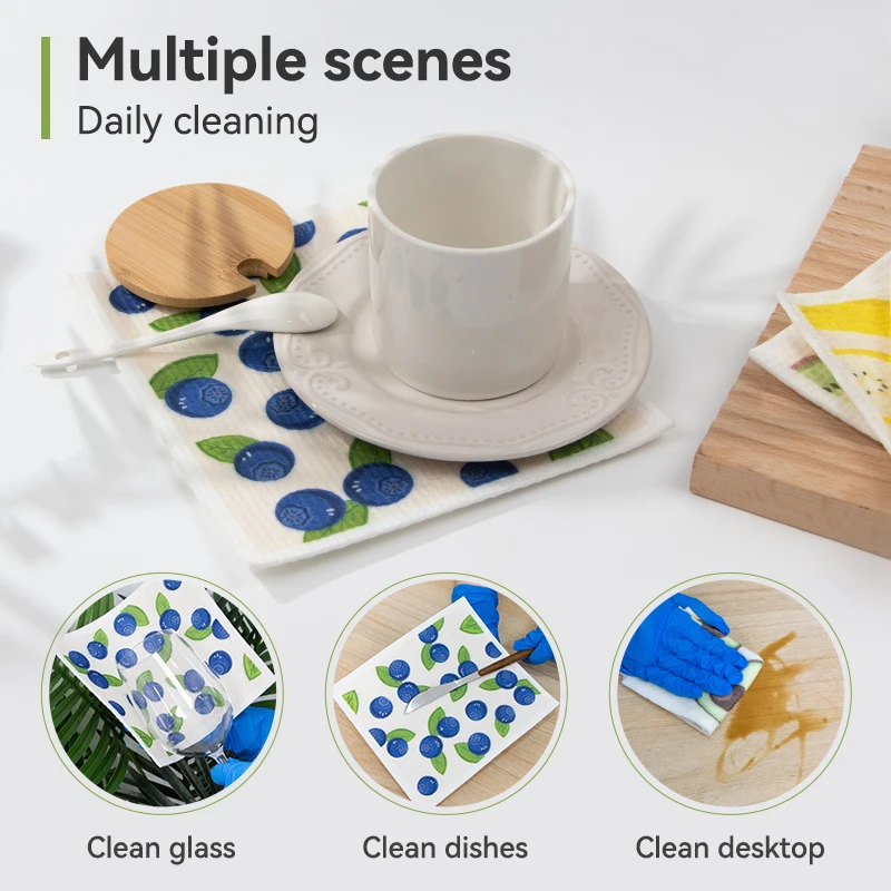 Customized Design Printed Swedish Dishcloth Eco-Friendly Cleaning Towels for Kitchen Dish Quick-Dry Cellulose Sponge Cloths - Image 4