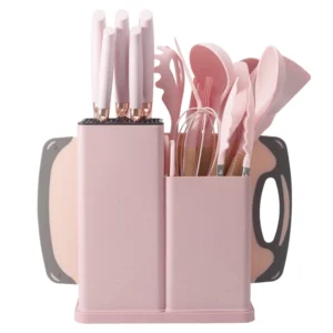 Hot Selling Non Stick 19 Pieces Silica Gel Cooking Tools Kit Silicone Kitchen Utensils Set With Wooden Handle