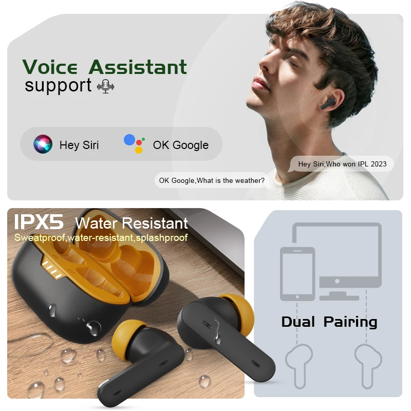 S01 ENC&ANC TWS Earbuds Bluetooth V5.4 Noise Cancelling Headset Earphones & Headphones Gaming Model In-ear Earphones - Image 5