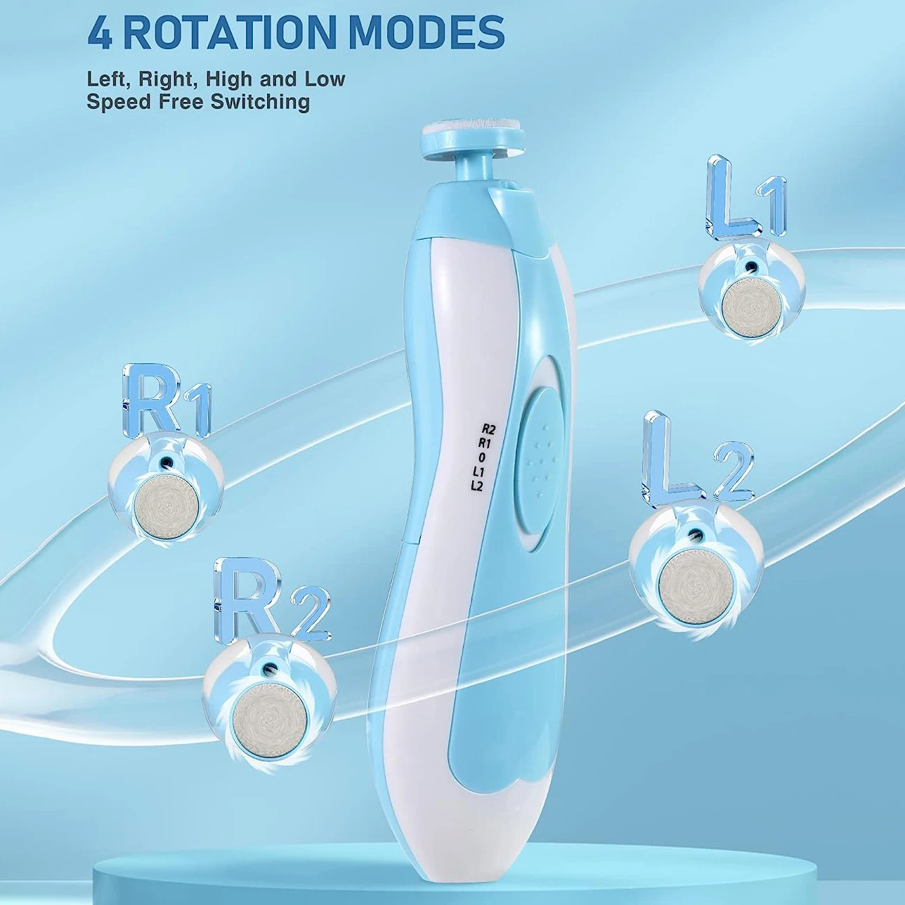 Wholesale Safe Baby Nail File Electric Nail Trimmer Manicure Set Clippers Grinding Heads and LED Light - Image 4