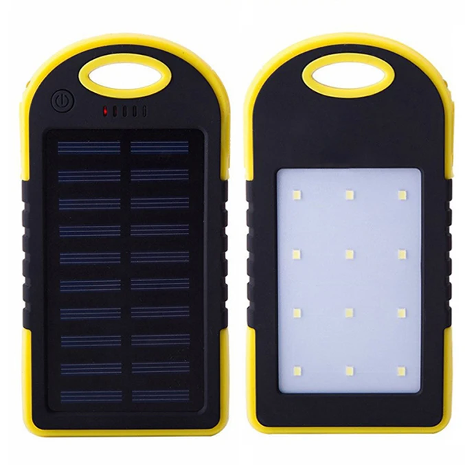 Custom Portable Power Bank 5000mah Dual-usb Waterproof Solar Power Bank Battery Charger