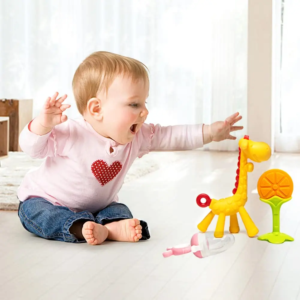 Wholesale Fruit Feeders Pacifiers Newborn Infants BPA Free Natural Organic Silicone Baby Teethers Set - Image 4