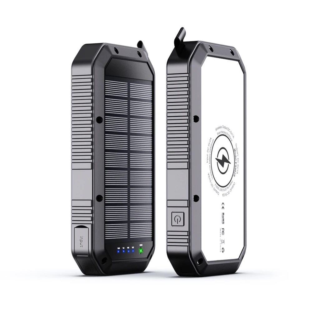 Waterproof Solar Powerbank Manufacturer Wholesales Solar Power Bank 20000mah 30000mah 5v 2a Solar Panel Power Bank Usb Charge