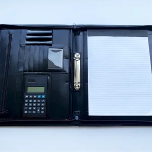 Unisex High Quality Custom Sizecolortypes  Leather Portfolio File Folder with Calculator Customized Logo Low MOQ