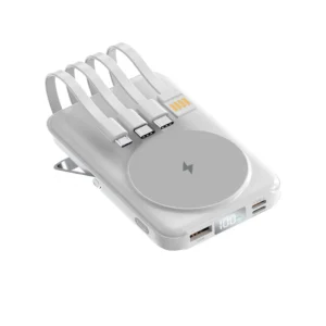 Mini Portable Power Bank 20W Fast-Charging Magnetic Wireless Built-In PD Cable USB-C Output Li-Polymer Battery