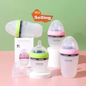 Custom Products BPA Free 150ml Silicone Baby Bottle Wide Neck Anti-Colic with Feeding Set Newborn
