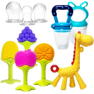 Wholesale Fruit Feeders Pacifiers Newborn Infants BPA Free Natural Organic Silicone Baby Teethers Set