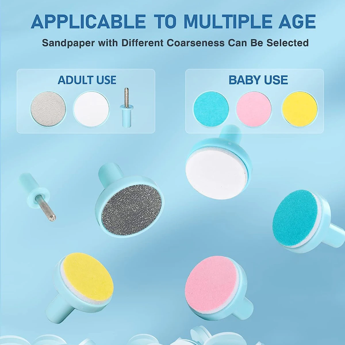 Wholesale Safe Baby Nail File Electric Nail Trimmer Manicure Set Clippers Grinding Heads and LED Light - Image 5