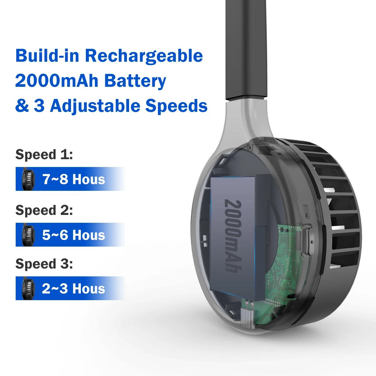 Solar Powered Neck Fan 360 Degree Adjustable Portable Fan for Outdoor Sports USB Type C Charging Hands Free Wearable Design - Image 4