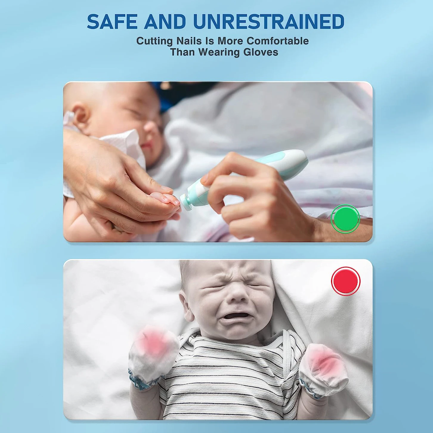 Wholesale Safe Baby Nail File Electric Nail Trimmer Manicure Set Clippers Grinding Heads and LED Light - Image 6