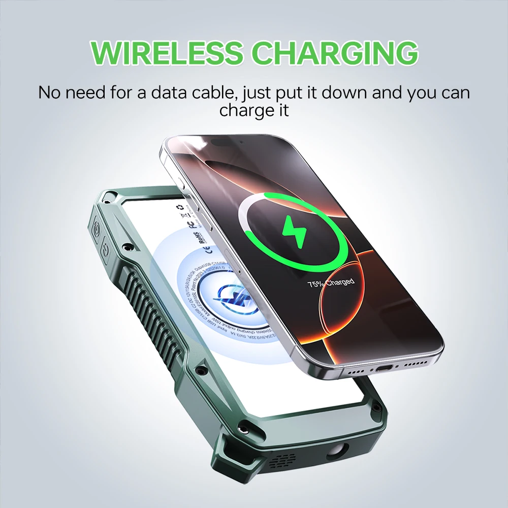 High Power LED Camping Lantern with Solar Charging 10000mAh Fast Wireless Charger Ideal for BBQ and Hiking - Image 5