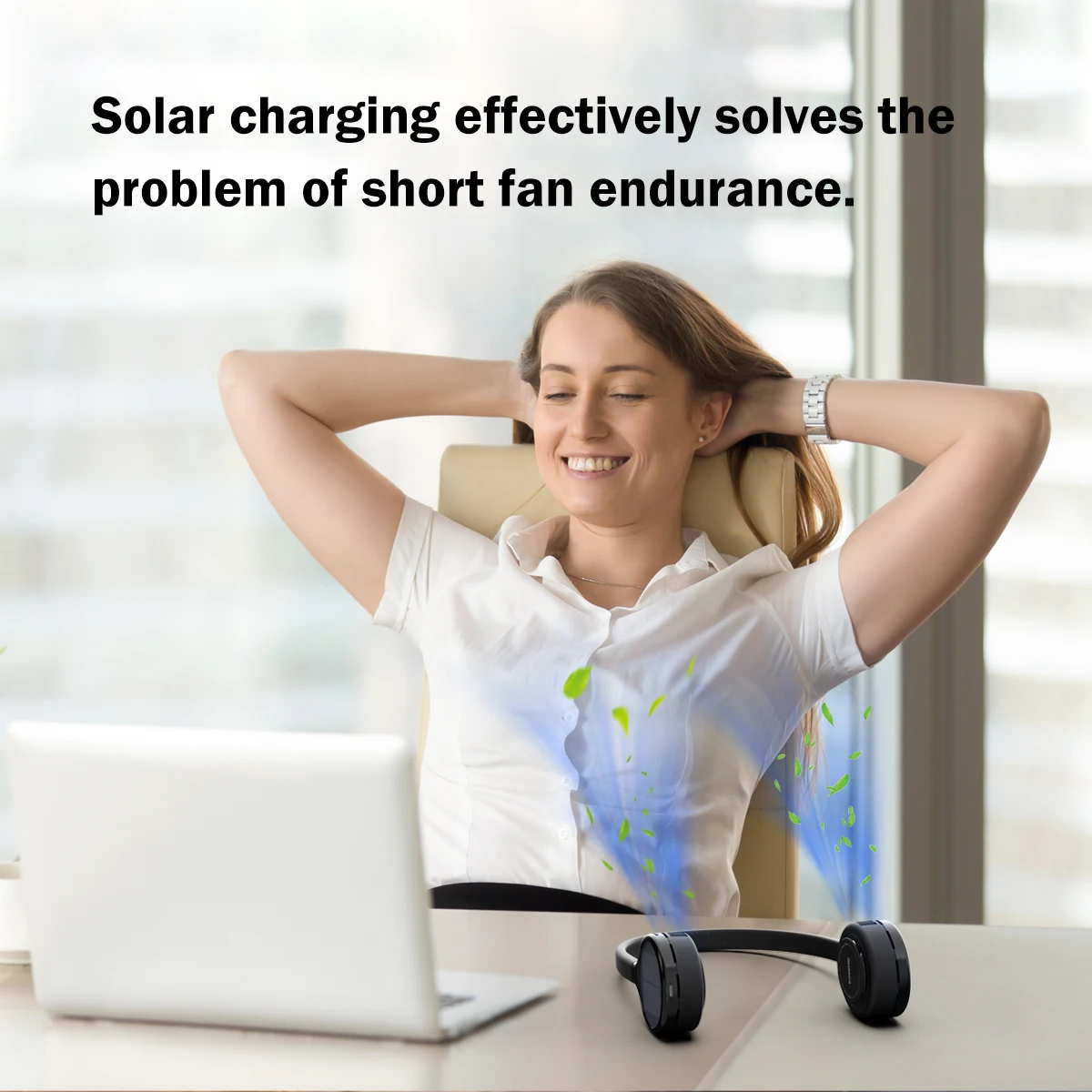 Solar Powered Neck Fan 360 Degree Adjustable Portable Fan for Outdoor Sports USB Type C Charging Hands Free Wearable Design - Image 6
