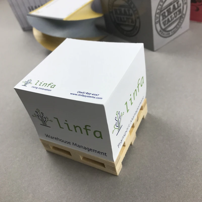 Custom Shipping Container Eco Small Wooden Mini Pallet Block With Sticky Notes Pads Holder Paper 3D Memo Pad Cube Refill Blocks - Image 5