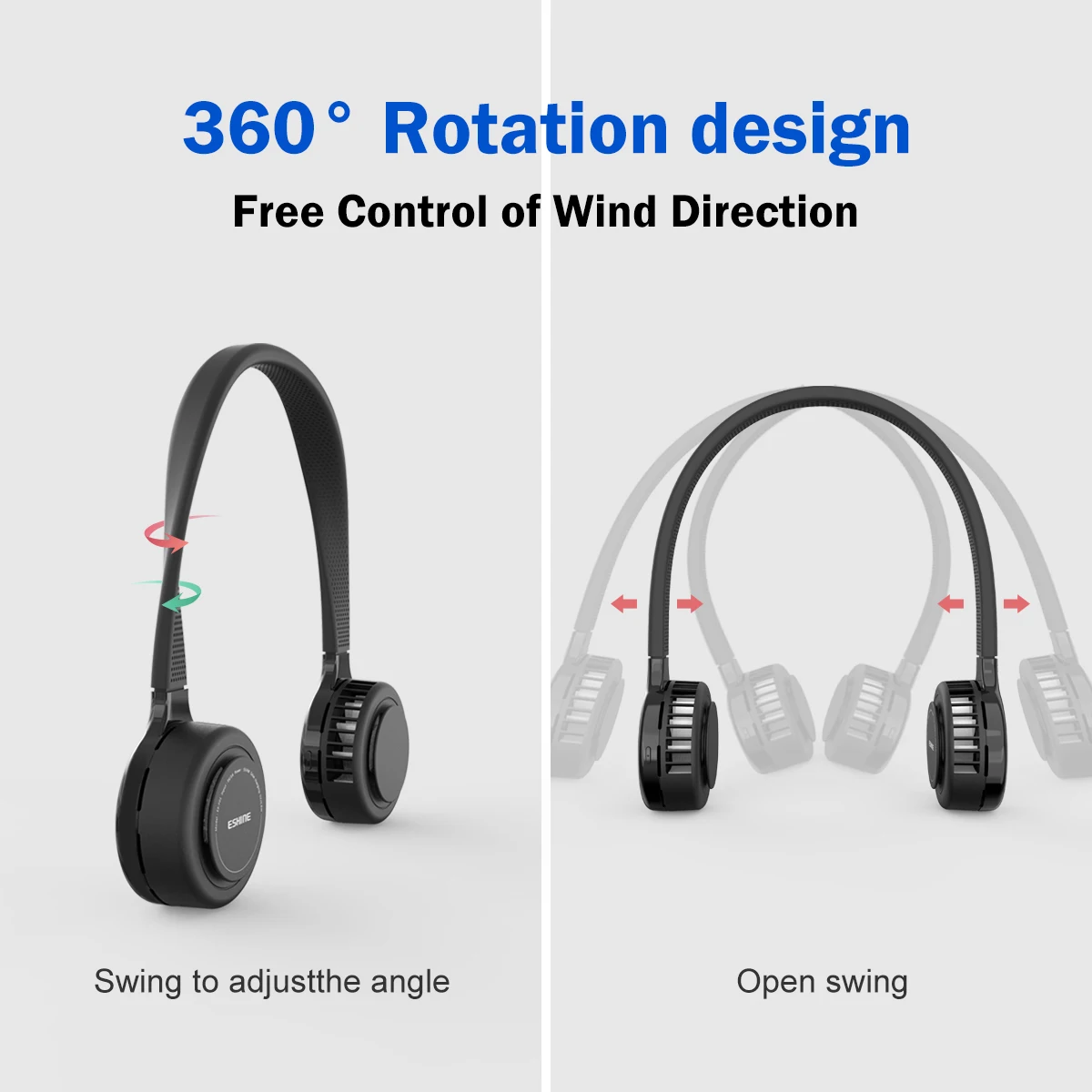 Solar Powered Neck Fan 360 Degree Adjustable Portable Fan for Outdoor Sports USB Type C Charging Hands Free Wearable Design - Image 3