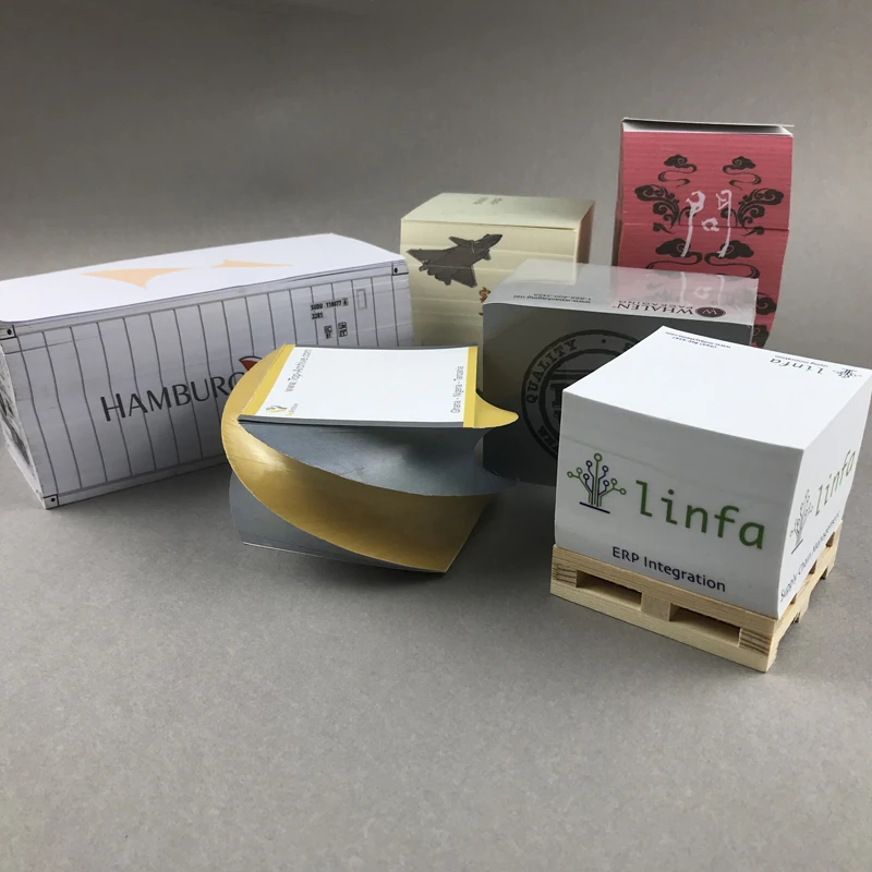 Custom Shipping Container Eco Small Wooden Mini Pallet Block With Sticky Notes Pads Holder Paper 3D Memo Pad Cube Refill Blocks