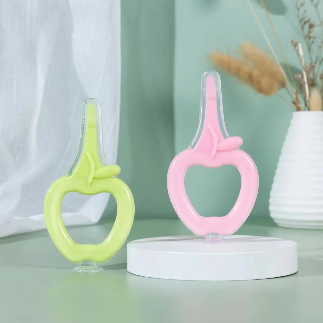 Wholesale BPA Free Fruit Teether Silicone Baby Suction Banana Shape Teether Set Teething - Image 3