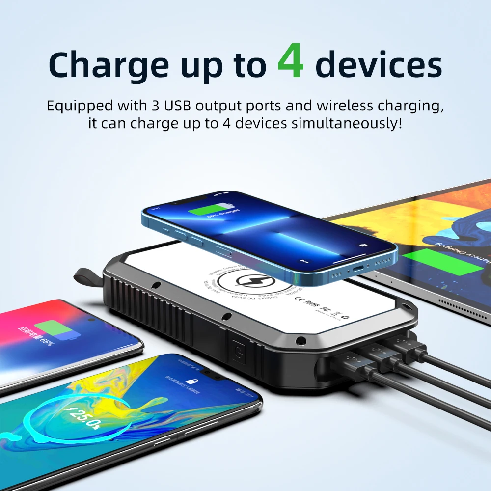 Waterproof Solar Powerbank Manufacturer Wholesales Solar Power Bank 20000mah 30000mah 5v 2a Solar Panel Power Bank Usb Charge - Image 4