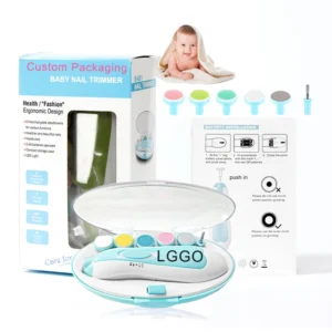 Wholesale Safe Baby Nail File Electric Nail Trimmer Manicure Set Clippers Grinding Heads and LED Light